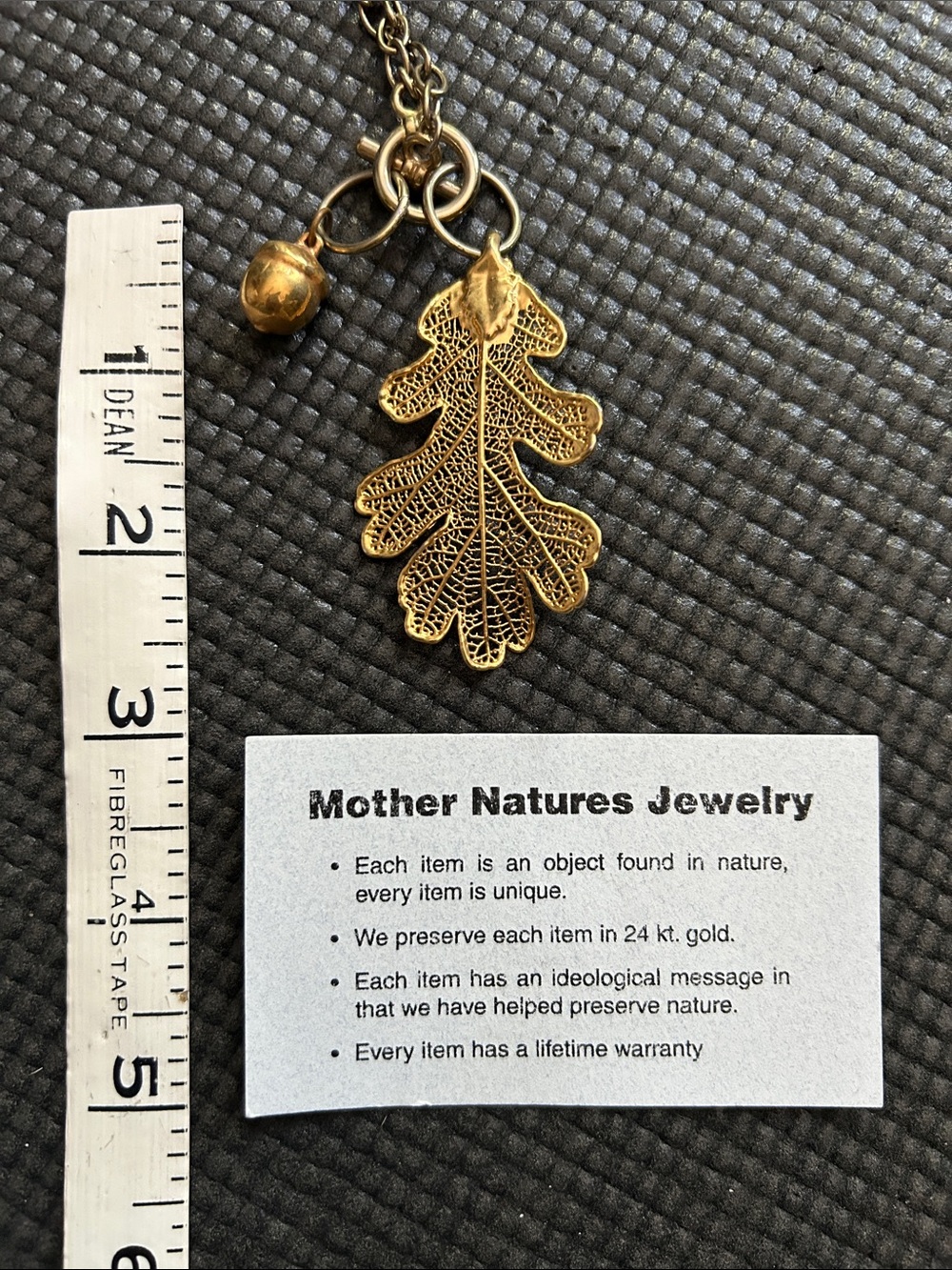 Delicate Gold Leaf and Acorn Pendant Necklace - Women Jewelry - Picture 2 of 6